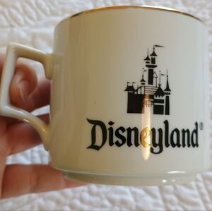 Vintage 1985 Disneyland White Porcelain Mug W/ Gold Accents
